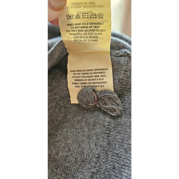 MOTH Cardigan Sweater Pom Pom Cotton Cashmere Blend Knit  Gray Womens Small - Picture 5 of 7